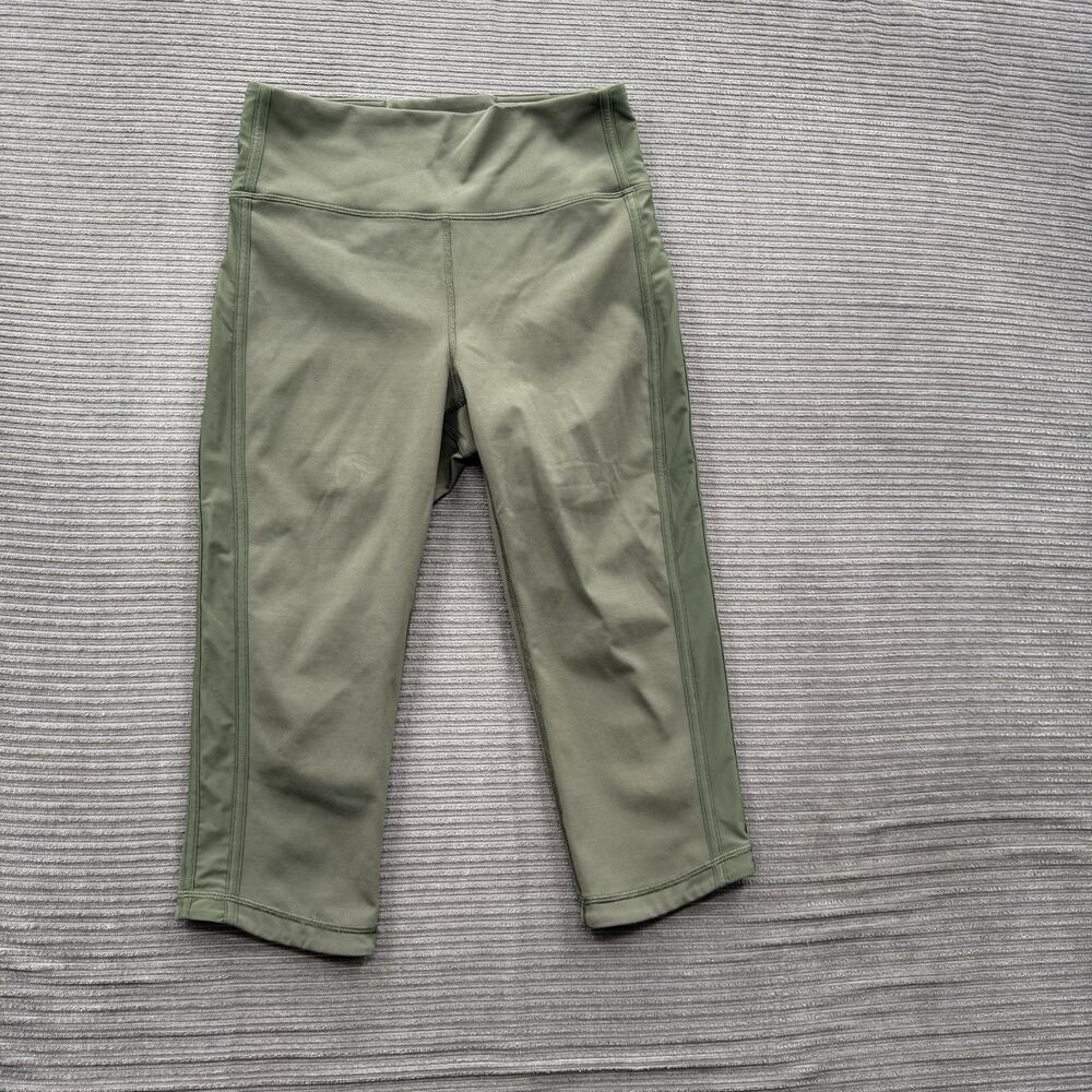 Lululemon Wunder Under Crop Leggings Women 6 Dark Olive Gym Yoga Workout Comfort